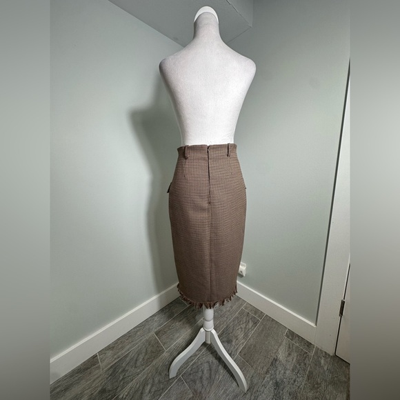 UTERGUE Houndstooth Midi Beown Skirt with front pockets Size XS - Picture 5 of 17